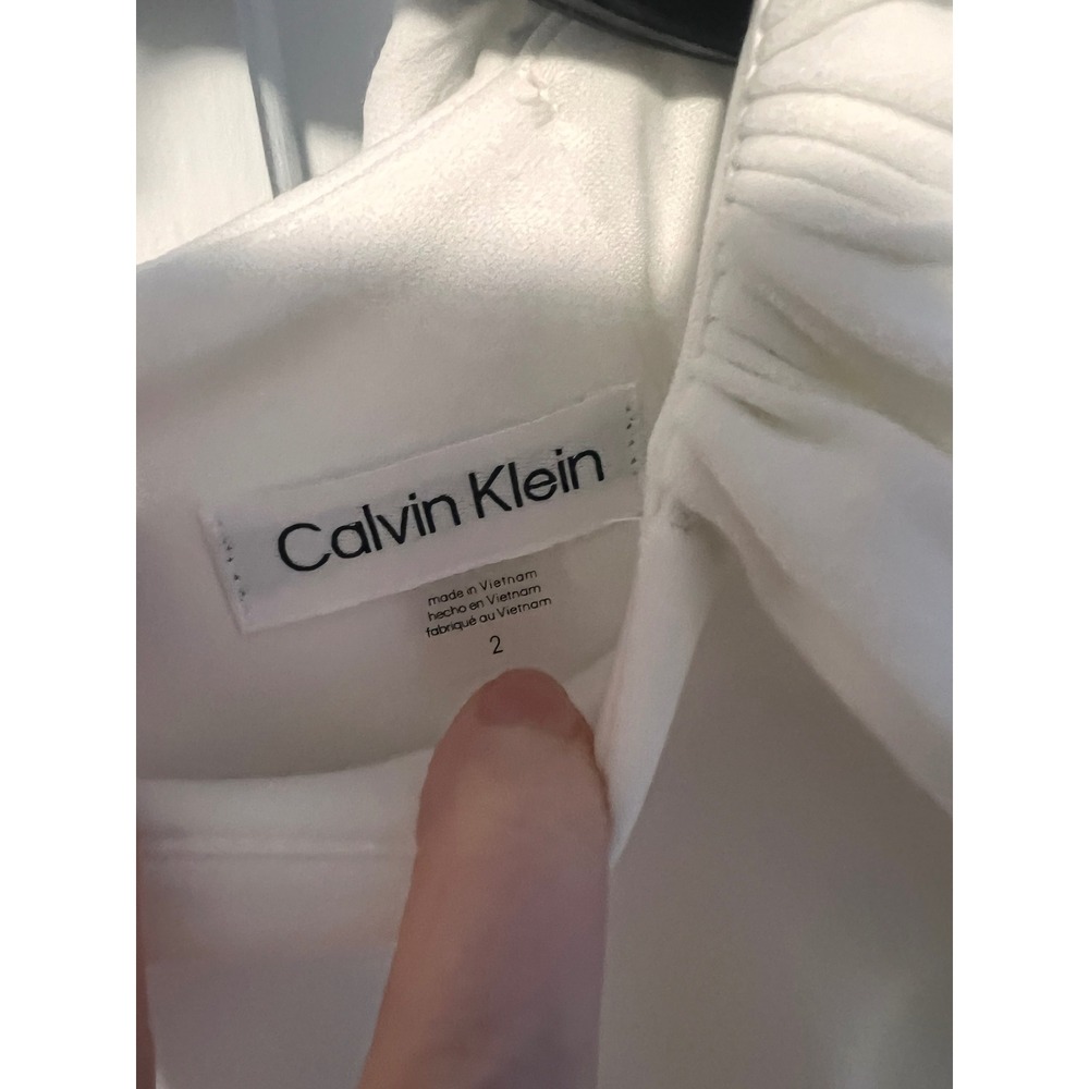 Calvin Klein White Puff Sleeve Sheath Dress Cocktail Party Women's Size 2 - Picture 5 of 6